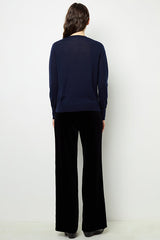 JADE BLUE FINE WOOL ROUND NECK SWEATER