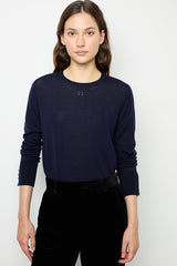 JADE BLUE FINE WOOL ROUND NECK SWEATER