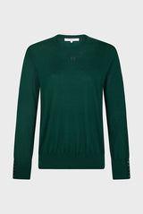 JULIETTE GREEN FINE WOOL VNECK SWEATER