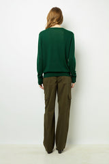 JULIETTE GREEN FINE WOOL VNECK SWEATER