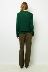 JADE GREEN FINE WOOL ROUND NECK SWEATER