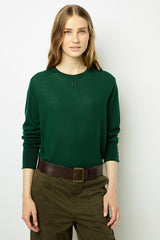 JADE GREEN FINE WOOL ROUND NECK SWEATER