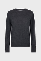 JADE GREY FINE WOOL ROUND NECK SWEATER