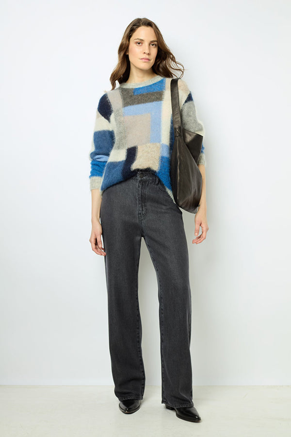 JANYCE MOHAIR COLOR BLOCK SWEATER