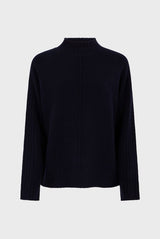 JAINA INDIGO WOOL STAND UP COLLAR SWEATER