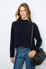 JAINA INDIGO WOOL STAND UP COLLAR SWEATER