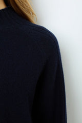 JAINA INDIGO WOOL STAND UP COLLAR SWEATER