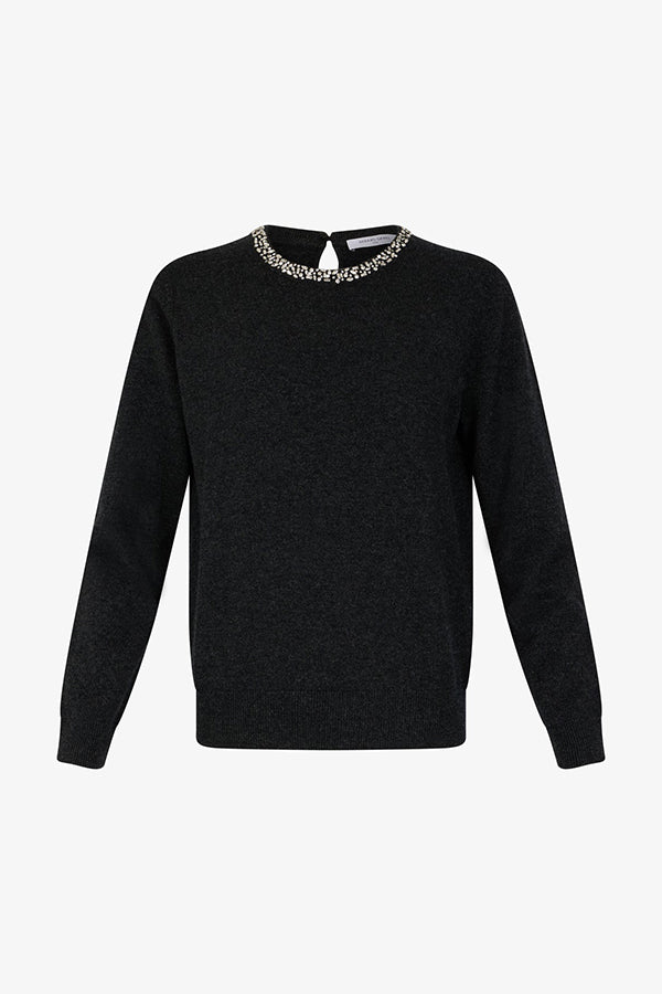 JOCELYNE BLACK WOOL JEWEL SWEATER