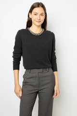 JOCELYNE BLACK WOOL JEWEL SWEATER