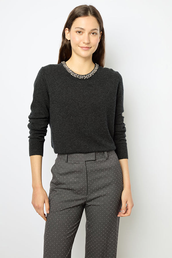 JOCELYNE BLACK WOOL JEWEL SWEATER