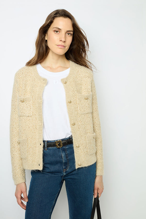 JANELLY THICK SEQUINS CARDIGAN