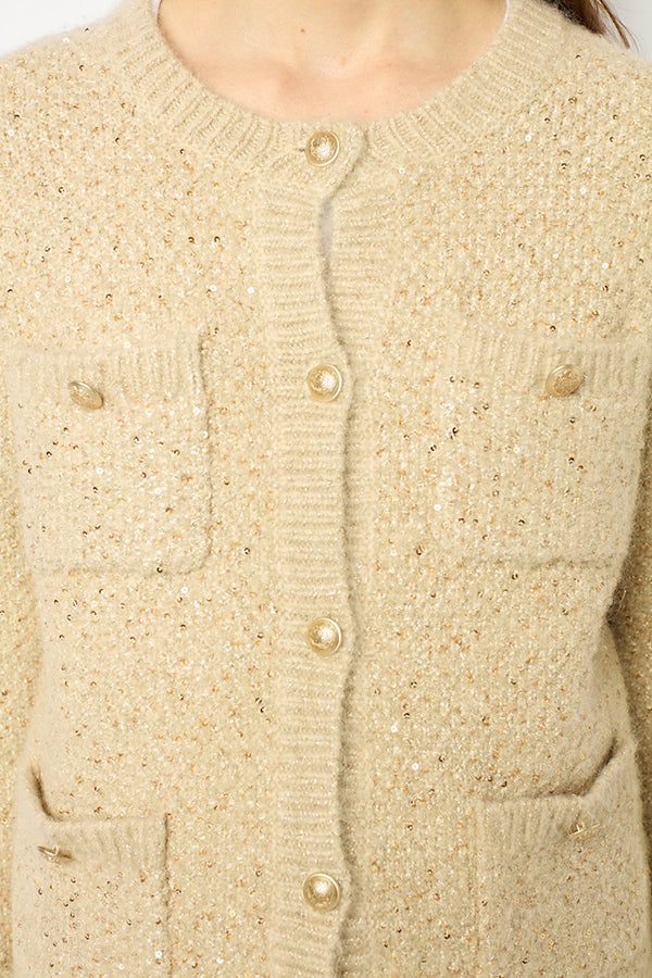 JANELLY THICK SEQUINS CARDIGAN