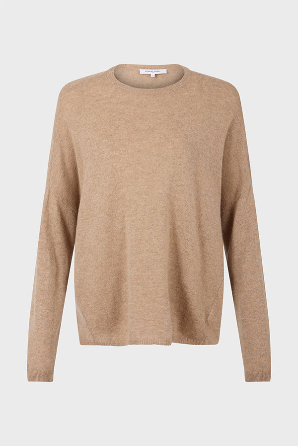 JAZMINE BEIGE LOOSE CASHMERE ROUND NECK SWEATER