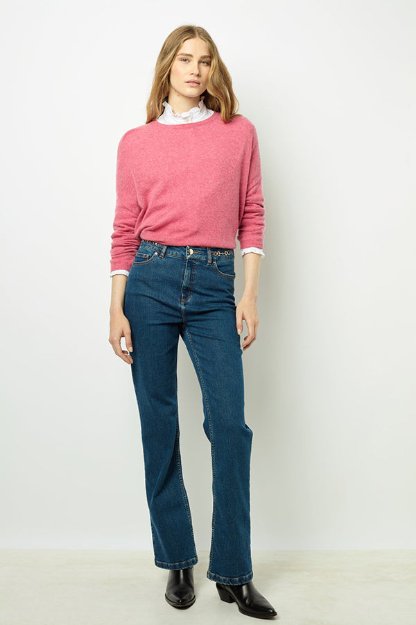 JAZMINE PINK LOOSE CASHMERE ROUND NECK SWEATER