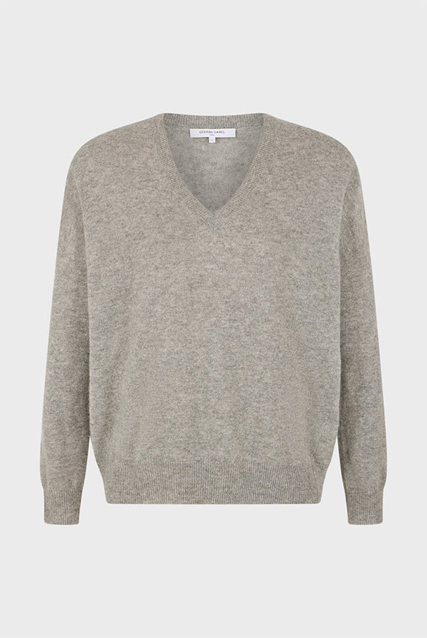 JANETTE GREY VNECK CASHMERE SWEATER