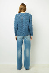 JORDANA BLUE TWISTED SWEATER