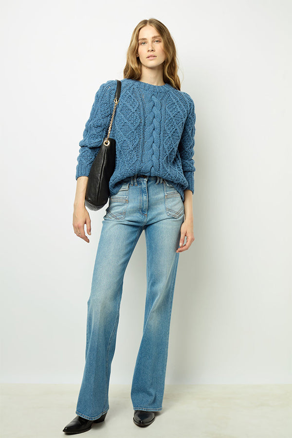 JORDANA BLUE TWISTED SWEATER