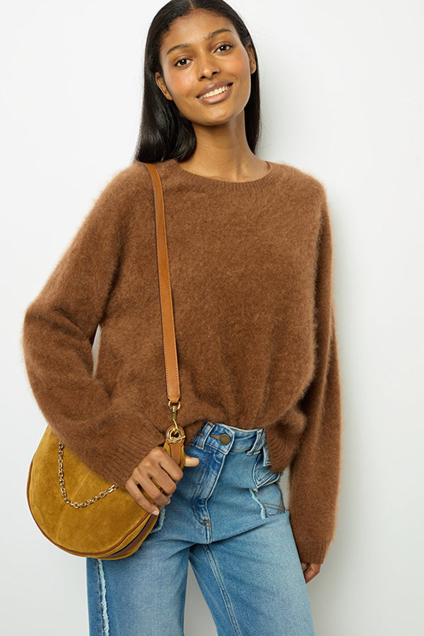 JASMINA BROWN BRUSHED CASHMERE SWEATER