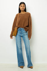 JASMINA BROWN BRUSHED CASHMERE SWEATER