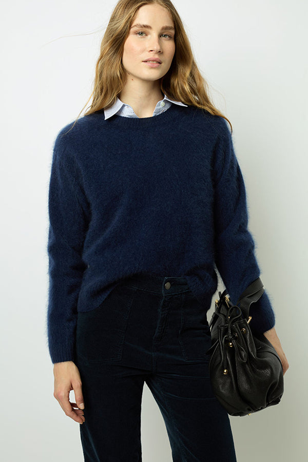 JASMINA BLUE BRUSHED CASHMERE SWEATER