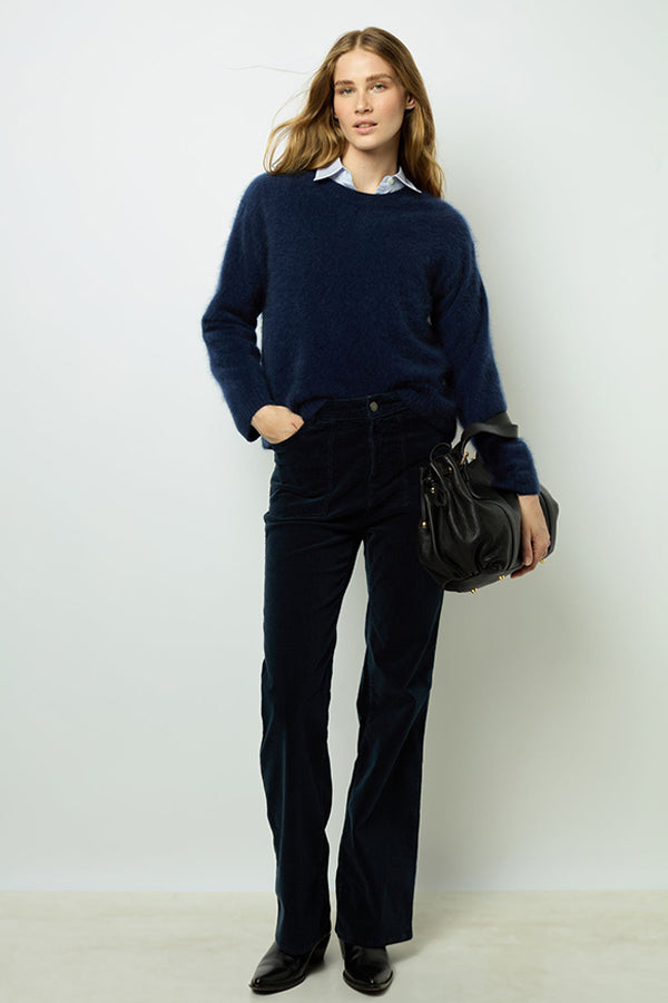 JASMINA BLUE BRUSHED CASHMERE SWEATER