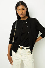 JUSTINE BLACK FINE WOOL CARDIGAN