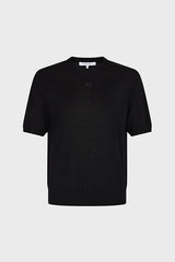 JASNA BLACK FINE WOOL SHORT SLEEVED SWEATER