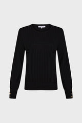 JEANNE FINE RIBBED BLACK SWEATER