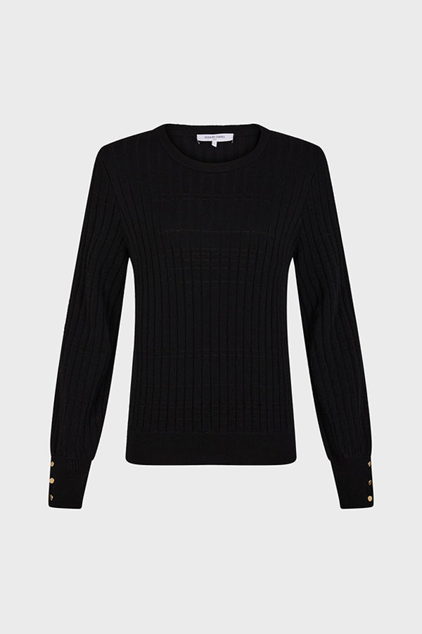 JEANNE FINE RIBBED BLACK SWEATER