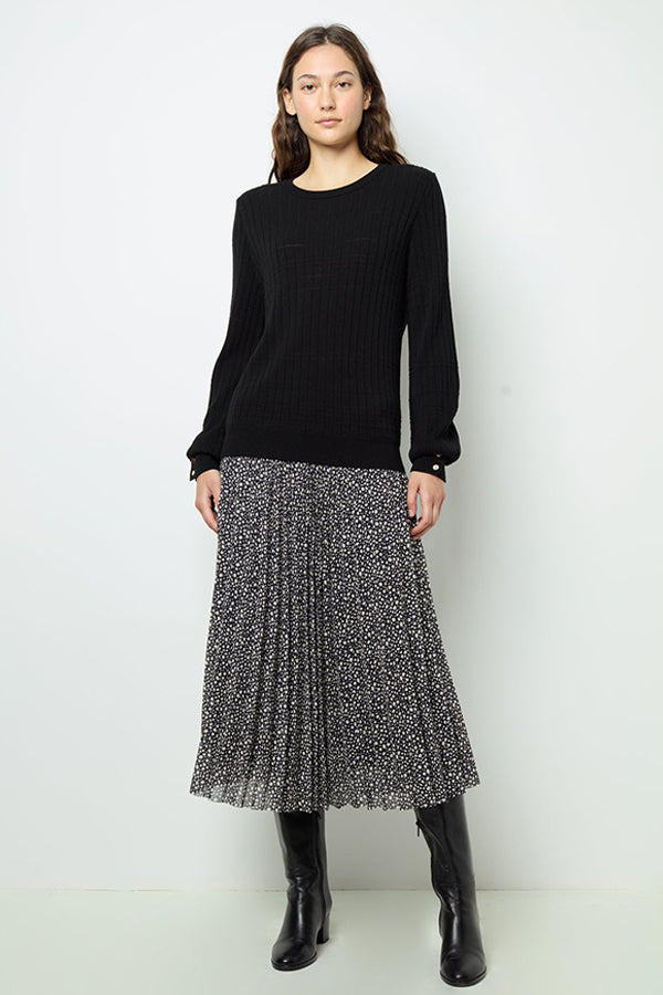 JEANNE FINE RIBBED BLACK SWEATER