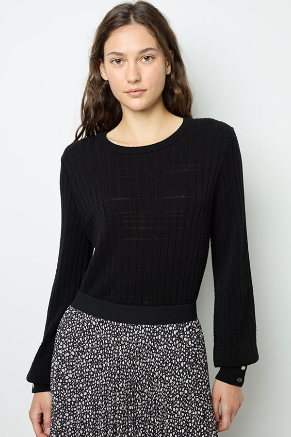 JEANNE FINE RIBBED BLACK SWEATER