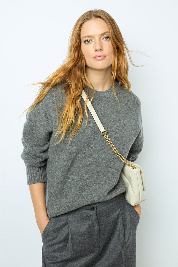 JEANNIC GREY OVERSIZED WOOL SWEATER