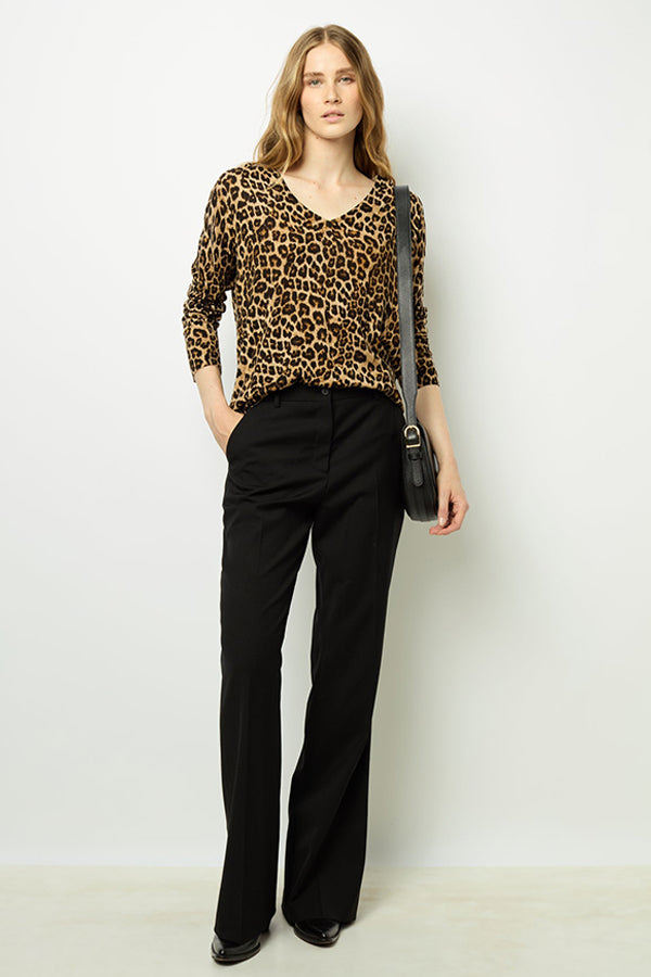 JINENE LEOPARD PRINT WOOL SWEATER