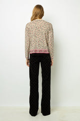 JOSIANE FINE WOOL PRINT VNECK SWEATER