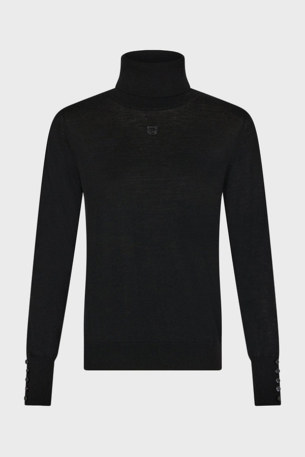 JESSIE BLACK FINE WOOL TURTLENECK SWEATER