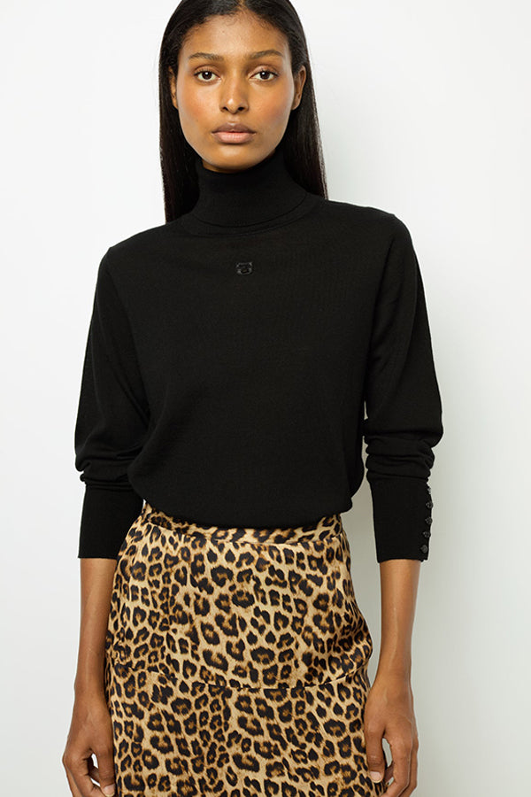 JESSIE BLACK FINE WOOL TURTLENECK SWEATER