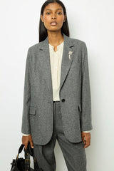 MELANIE GREY HERRINGBONE BLAZER