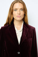 MAEVA BURGUNDY VELVET STRAIGHT BLAZER