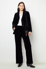 MAEVA BLACK VELVET STRAIGHT BLAZER