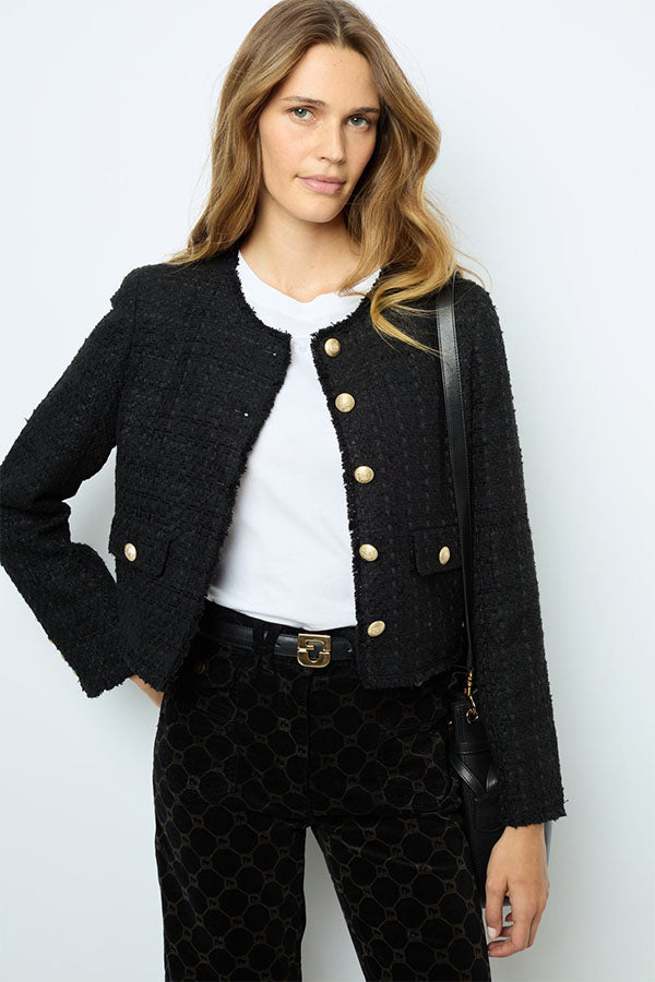 MELISSA COLLARLESS TWEED JACKET