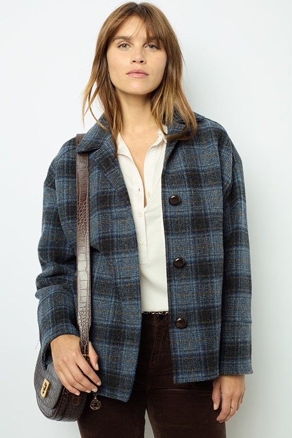 MAYSSANE WOOL CHECK JACKET