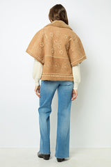 LYSIANNA EMBROIDERED SHEARLING SHORT JACKET