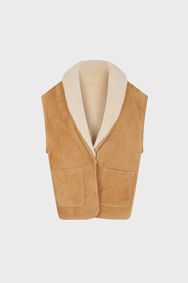 LYDIA SLEEVELESS SHEARLING JACKET