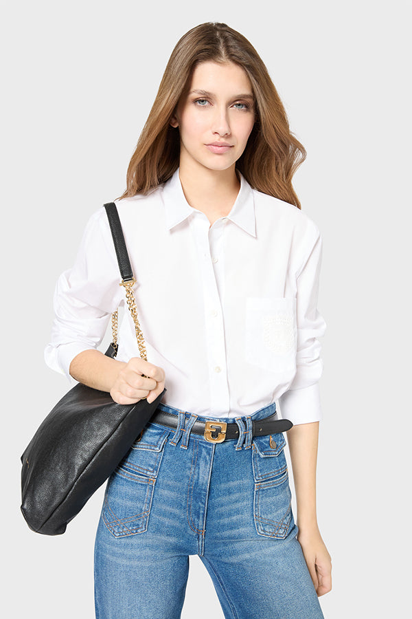 UDRIA EMBROIDERED LOGO POPLIN SHIRT