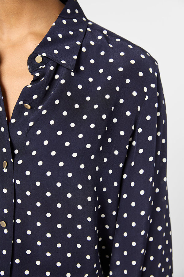 USARI NAVY POLKA DOT BLOUSE