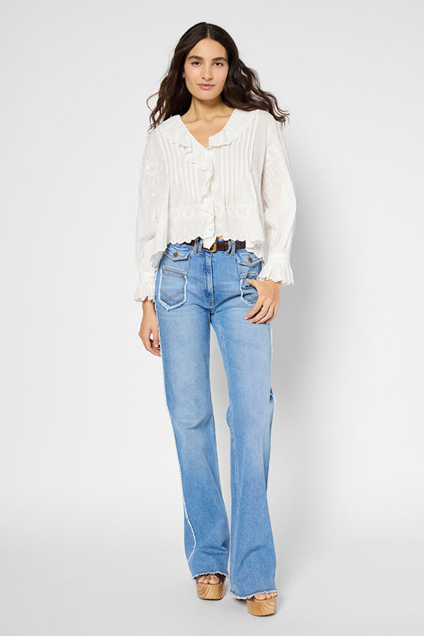 URTIZ WHITE EMBROIDERED COTTON SHIRT