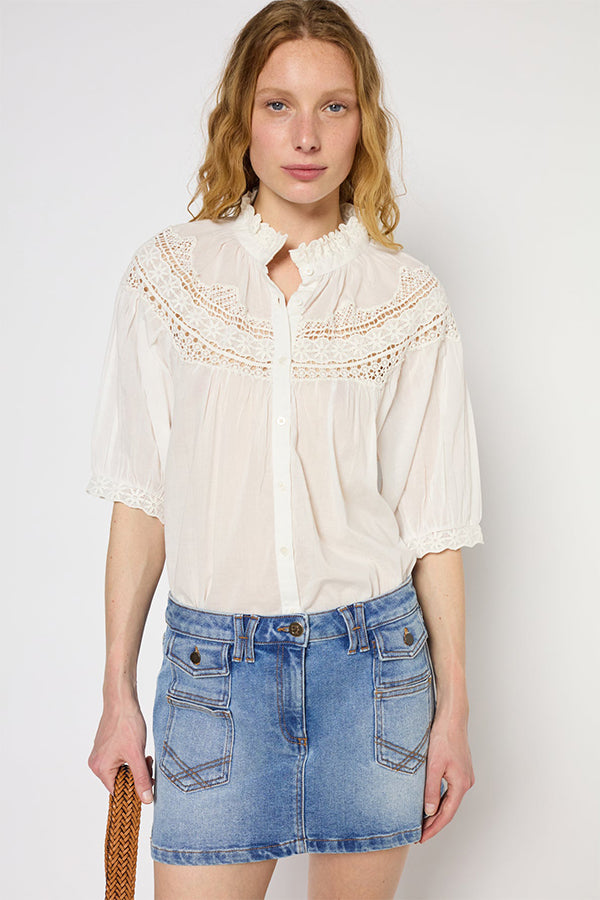 UMBER EMBROIDERED COTTON SHIRT