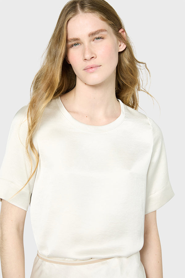 UMIKO ECRU LOOSE SATIN TOP