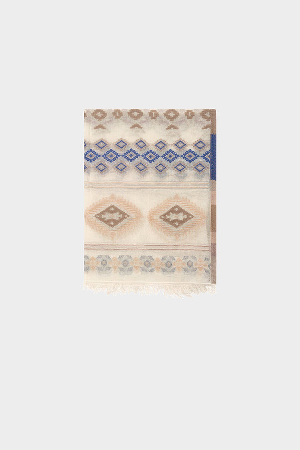 OLGA PRINT EMBROIDERED COTTON SCARF