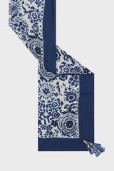 ORPHEE INDIGO SILK PRINTED LARGE SQUARE SCARF